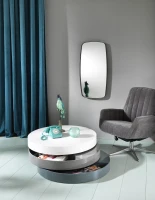 E-STYLO Tavolino moderno girevole, caratterizzato da un design funzionale ed elegante, perfetto per soggiorni, salotti e zone living, 90cm X 90cm H. 32cm(m-3)