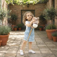 AIYAPLAY Steckenpferd Kinder Steckenpferde mit Sound, Rolle, Stockpferd zum Reiten für Kinder 24+ Monate, Grau(m-8)