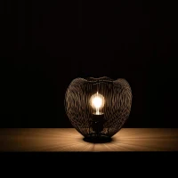 E-STYLO Lampada da tavolo in filo metallico nero, caratterizzata da un design minimalista ed elegante, perfetta per aggiungere stile e personalità a qualsiasi ambiente, 26cm X 26cm H. 25cm(m-2)