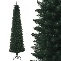 HOMCOM Sapin de Noël artificiel 180 cm, arbre de Noël slim avec 380 pointes de branche, support en métal pliable, vert(m-11)