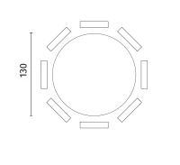 E-STYLO Tavolo rotondo fisso con gambe in metallo e top in impiallacciato Termocotto, perfetto per arredare cucine e sale da pranzo moderne con stile ed eleganza, Diam 130cm H. 76cm(m-3)
