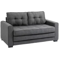 HOMCOM Canapé droit convertible 2 places - dossier capitonné - 147,5 x 75 x 85 cm - gris(m-12)