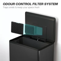 HOMCOM 45L Kitchen Bin, Pedal Bin with Soft-Close and Stay-Open Lid, Removable Inner Bucket, Odor Control for Kitchen, Office(m-8)