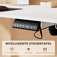 Vinsetto Elektrisch Verstelbaar Sta-Bureau Computertafel, 140 cm x 70 cm x 116 cm, Wit(m-5)