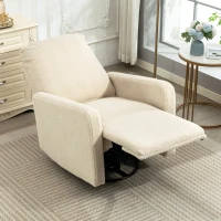 HOMCOM Relaxfauteuil, ontspanningsfauteuil met fleecebekleding, verstelbare rugleuning, gestoffeerde fauteuil, staal, Beige(m-10)