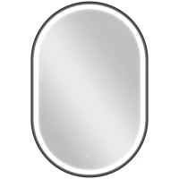 HOMCOM Miroir de Salle de Bain avec Lumière 60x90 cm Miroir Mural Ovale 3 Couleurs de Lumière Luminosité Réglable Fonction Anti-buée Noir(m-7)