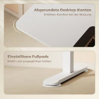 Vinsetto Elektrisch Verstelbaar Sta-Bureau Computertafel, 140 cm x 70 cm x 116 cm, Wit(m-8)