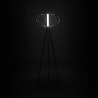 E-STYLO Lampada da terra con paralume a struttura metallica dorata e treppiede nero, perfetta per aggiungere un tocco moderno e sofisticato a qualsiasi ambiente, 50cm X 50cm H. 150cm(m-2)