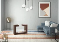 E-STYLO Biocamino da terra di design, caratterizzato da una forma a staffa stilizzata che lo rende un vero elemento d'arredo per ambienti moderni e contemporanei, 58x78x25cm(m-2)