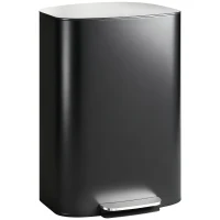 HOMCOM 50L Kitchen Bin with Soft-Close Lid and Stay-Open Function, Stainless Steel Pedal Bin with Removable Inner Bucket, Carry Handle for Kitchen, Office, Home, Black(m-10)