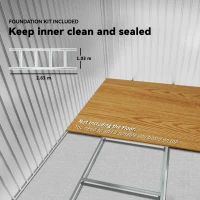 Outsunny 9 x 6FT Outdoor Garden Roofed Metal Storage Shed Tool Box with Foundation Ventilation & Doors, Yellow(m-6)