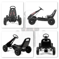 AIYAPLAY Pedal Go-Kart for kids adjustable seat EVA tires manual clutch and brake 110 x 61 x 62 cm black(m-5)