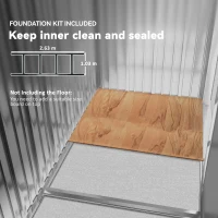 Outsunny 9 x 6FT Metal Shed Roofed Garden Shed Outdoor Storage Shed with Foundation Ventilation & Doors, Dark Grey(m-6)