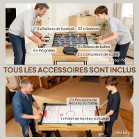 SPORTNOW Table multijeux 13 en 1 pliable, table de jeu baby-foot, billard, pour enfants et adultes 120 x 106 x 82 cm noyer clair(m-6)