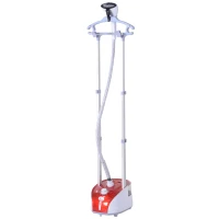 HOMCOM Défroisseur vapeur vertical 1950 W 32g/min, réservoir d'eau de 2 litres, tige télescopique, fer vertical autonomie 45min, 11 températures réglables, prêt en 38s, planche et cintre fournis rouge(m-12)