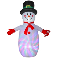 Outsunny 8FT Christmas Inflatable Outdoor Decoration with Dynamic Disco & LED Lights, Self-Inflating Christmas Blow Up Snowman for Garden, Indoor Outdoor Home Decor