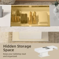 HOMCOM Extendable Coffee Table with LED Lights and Storage - High Gloss White(m-5)