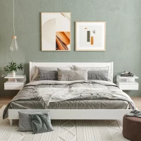 HOMCOM Lot de 2 tables de chevet murales tables de nuit tiroir coulissant, niche, plateau, 35 x 32 x 22,5 cm blanc(m-2)