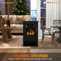 HOMCOM Șemineu pe Bioetanol Autoportant, Bioșemineu cu Arzător de 1,2L pentru 3 Ore Durată de Ardere, 43x25x68 cm, Negru(m-7)