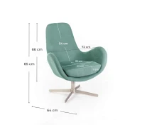 E-STYLO Poltrona girevole moderna dal design elegante e confortevole, perfetta per arricchire qualsiasi soggiorno, studio o area living, L.P.H 72 x 64 x 85 cm(m-4)