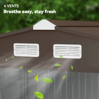 Outsunny 9 x 6FT Outdoor Garden Roofed Metal Storage Shed Tool Box with Foundation Ventilation & Doors, Yellow(m-8)