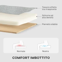 HOMCOM Divano Letto 3 Posti con Chaise e Spazio Contenitore, in Tessuto Effetto Lino, 197x129x85 cm, Grigio e Nero(m-7)