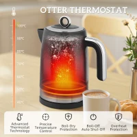 HOMCOM Sleek Textured Kettle and Four-Slice Toaster Set - Black(m-5)