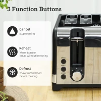 HOMCOM Sleek Textured Kettle and Four-Slice Toaster Set - Black(m-7)