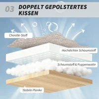 HOMCOM Gepolsterter Schaukelstuhl mit Stahlbeinen und Holzkufen, Cremeweiß(m-6)