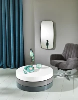 E-STYLO Tavolino moderno girevole, caratterizzato da un design funzionale ed elegante, perfetto per soggiorni, salotti e zone living, 90cm X 90cm H. 32cm(m-2)