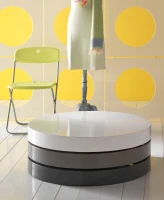 E-STYLO Tavolino moderno girevole, caratterizzato da un design funzionale ed elegante, perfetto per soggiorni, salotti e zone living, 90cm X 90cm H. 32cm(m-4)