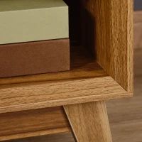 HOMCOM Modern Bedside Table Nightstand, Living Room End Table, Side Table with Drawer and Shelf, Walnut Brown(m-8)