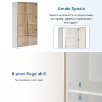 Vetrinetta Moderna in Vetro con Illuminazione LED a 16 Colori, Doppie Porte e Ripiani Regolabili, 80x40x160 cm - Mobiletto Porta TV, Bianco(m-5)