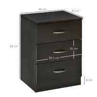 HOMCOM Three-Drawer Simple Bedside Table - Black(m-3)