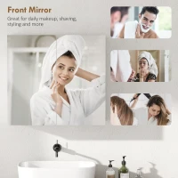 HOMCOM Double-Door Bathroom Mirror Cabinet - White(m-6)