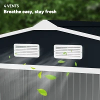 Outsunny 9 x 6FT Metal Shed Roofed Garden Shed Outdoor Storage Shed with Foundation Ventilation & Doors, Dark Grey(m-8)