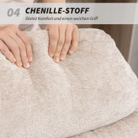 HOMCOM Gepolsterter Schaukelstuhl mit Stahlbeinen und Holzkufen, Cremeweiß(m-7)