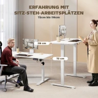 Vinsetto Elektrisch Verstelbaar Sta-Bureau Computertafel, 140 cm x 70 cm x 116 cm, Wit(m-4)