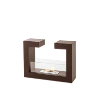 E-STYLO Biocamino da terra di design, caratterizzato da una forma a staffa stilizzata che lo rende un vero elemento d'arredo per ambienti moderni e contemporanei, 58x78x25cm(m-1)