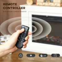 HOMCOM Șemineu Electric cu Flacără în 12 Culori și 5 Niveluri de Luminozitate, Telecomandă și Timer, 98x25x80 cm, Alb și Negru(m-6)