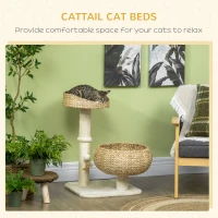 PawHut 72cm Cat Tree Kitten Tower, with Sisal Scratching Post, Two Beds, Toy Ball(m-4)