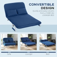 HOMCOM Two-Seater Click-Clack Sofa Bed - Dark Blue(m-4)