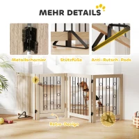 PawHut Porte autoportante pour animaux, barrière pour chien avec porte, 4 panneaux, pour couloir, escalier, encadrement de porte, MDF, acier(m-4)