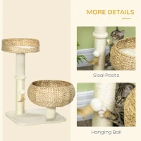 PawHut 72cm Cat Tree Kitten Tower, with Sisal Scratching Post, Two Beds, Toy Ball(m-5)