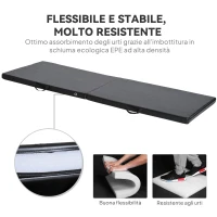 HOMCOM Tappetino da Ginnastica Pieghevole, Materassino Fitness Spesso 5 cm e Antiscivolo, 180x60x5 cm, Nero(m-7)