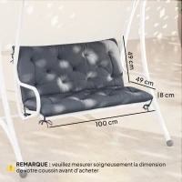 Outsunny Coussin de banc matelas assise dossier pour banc de jardin coussin balancelle canapé 3 places grand confort 100 x 98 x 8 cm gris(m-3)