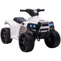 HOMCOM Voiture 4x4 Quad Buggy électrique Enfant 18-36 Mois 6 V 3 Km/h Max. Effet Lumineux sonores métal PP Blanc Noir(m-12)