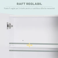 Kleankin Dulap cu oglinda dreptunghiulara din MDF si Sticla, 60x15x75cm, Alb(m-6)