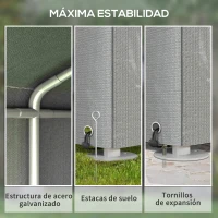 Outsunny Carpa de Jardín para Bicicletas 1,6x2,2x1,7 m con 2 Habitaciones Puerta con Cremallera Impermeable Anti-UV Gris Claro(m-5)