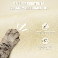 HOMCOM Sedia da Ufficio Reclinabile a 155° con Poggiapiedi, Doppia Imbottitura e Rivestimento in Finta Pelle, Beige(m-5)